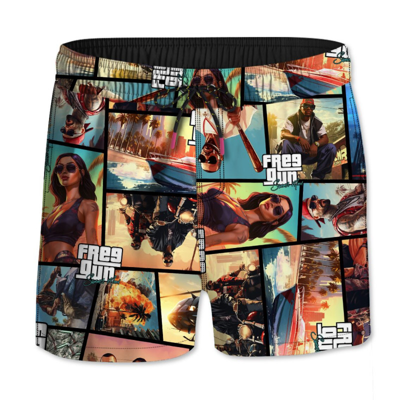 Short de bain court enfant avec doublure et ceinture élastiquée Gang