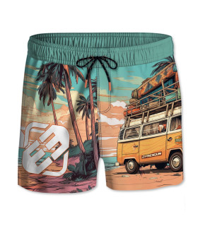 Short de bain garcon Imprimé Van Life Turquoise | Freegun