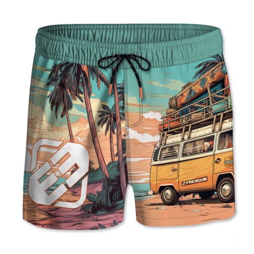 Short de bain garcon Imprimé Van Life Turquoise | Freegun