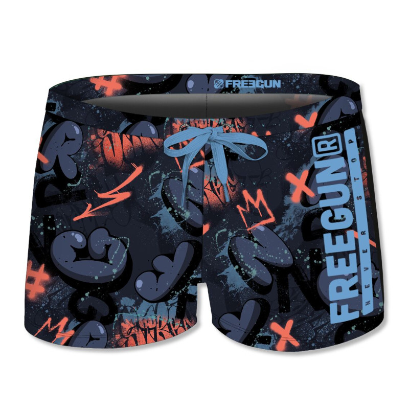 Boxer de bain garcon Imprimé Noir Tag | Freegun