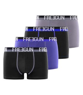 Lot de 4 Boxers Homme Coton Noir, Gris, Bleu, Stretch | FREEGUN