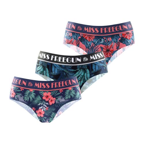 Lot de 3 Culottes Coton Femme Confort Stretch Imprimé Tropical | FREEGUN
