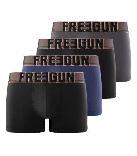 Lot de 4 Boxers homme microfibre noir, gris, bleu Soft Touch Signature Karl | FREEGUN