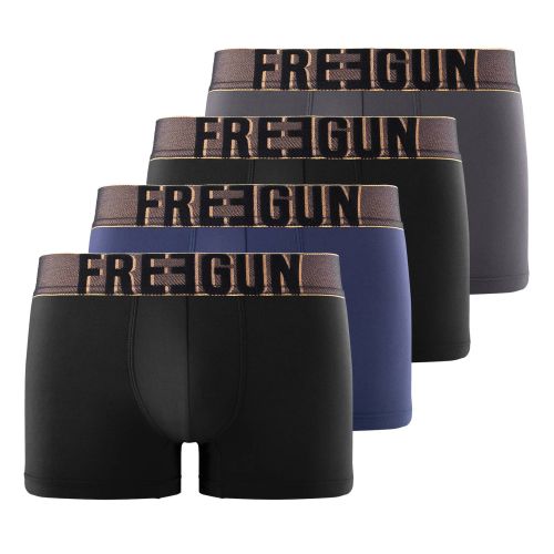 Lot de 4 Boxers homme microfibre noir, gris, bleu Soft Touch Signature Karl | FREEGUN