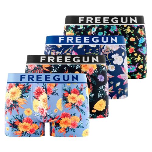 Lot de 4 boxers Freegun homme en coton à imprimés fleuris Signature Sergio