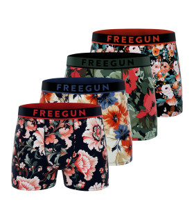 Lot de 4 Boxers homme Coton Imprimé Fleurs Stretch | FREEGUN