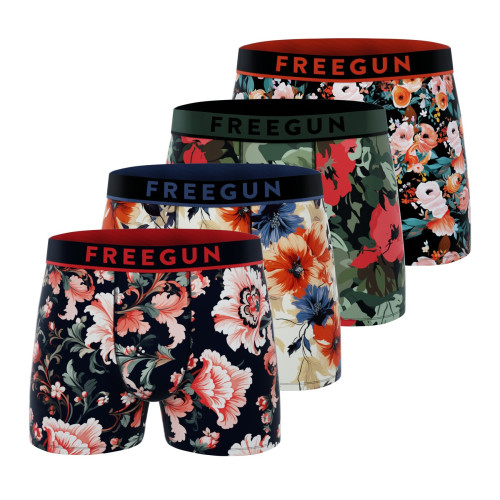 Lot de 4 Boxers homme Coton Imprimé Fleurs Stretch | FREEGUN