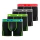 Set of 4 Men's Boxer Aktiv Black and Fluorescent