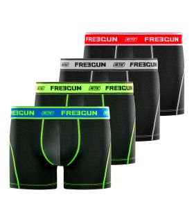 Lot de 4 Boxers Freegun homme Aktiv Noir et Fluo