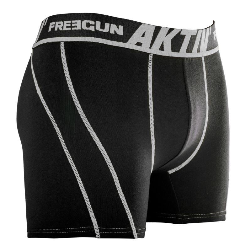 Lot de 4 Boxers sport Coton noir Homme Confort et Respirant| FREEGUN Aktiv'