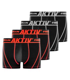 Lot de 4 Boxers sport Coton noir Homme Confort et Respirant| FREEGUN Aktiv'