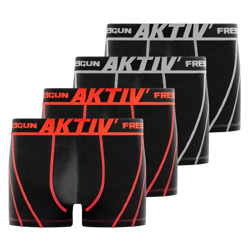 Lot de 4 Boxers sport Coton noir Homme Confort et Respirant| FREEGUN Aktiv'