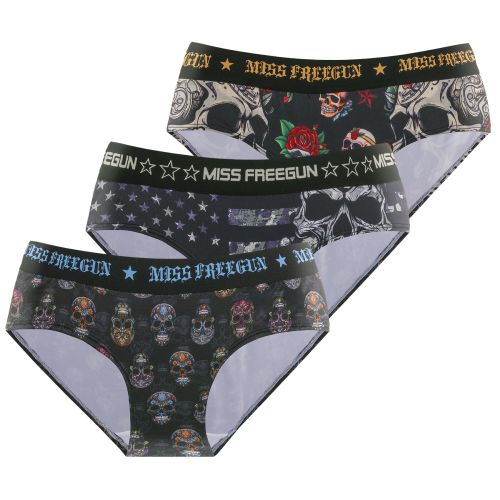 Lot de 3 Boxers Microfibre femme Confort Stretch Imprimé Skull | FREEGUN