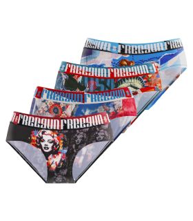 Lot de 4 Culottes Microfibre femme Imprimé Pop Art | FREEGUN
