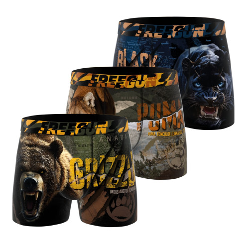 Lot de 3 boxers homme  Garantie 2 ans Wild Animals