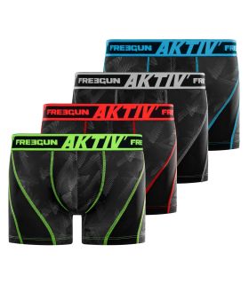 Lot de 4 Boxers Freegun homme Aktiv surpiqûres colorées