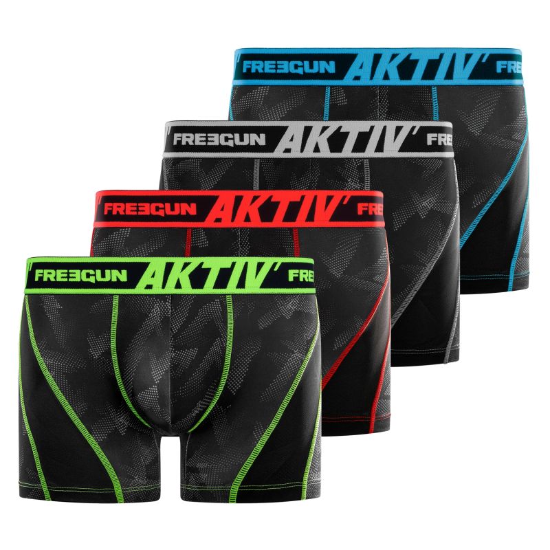 Lot de 4 Boxers Freegun homme Aktiv surpiqûres colorées