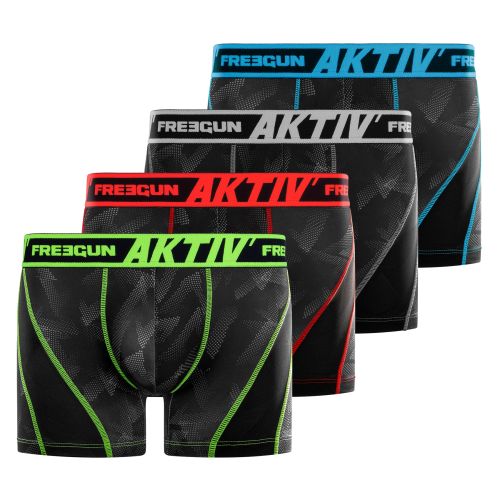 Lot de 4 Boxers Freegun homme Aktiv surpiqûres colorées