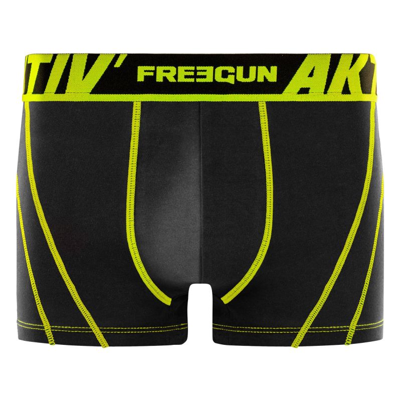Lot de 4 Boxers sport Coton noir Homme Confort, Respirant| FREEGUN Aktiv'