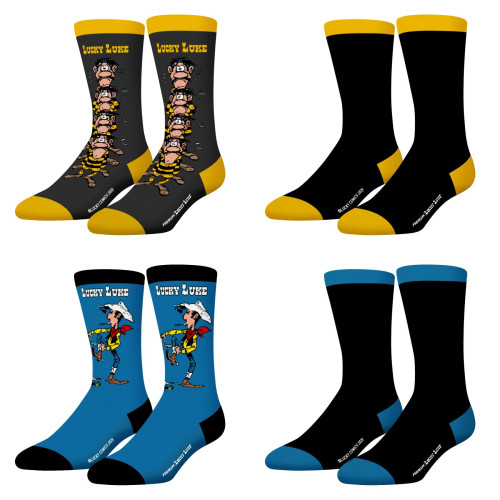 Lot de 4 Paires de Chaussettes homme Ville Lucky Luke Imprimé - Freegun