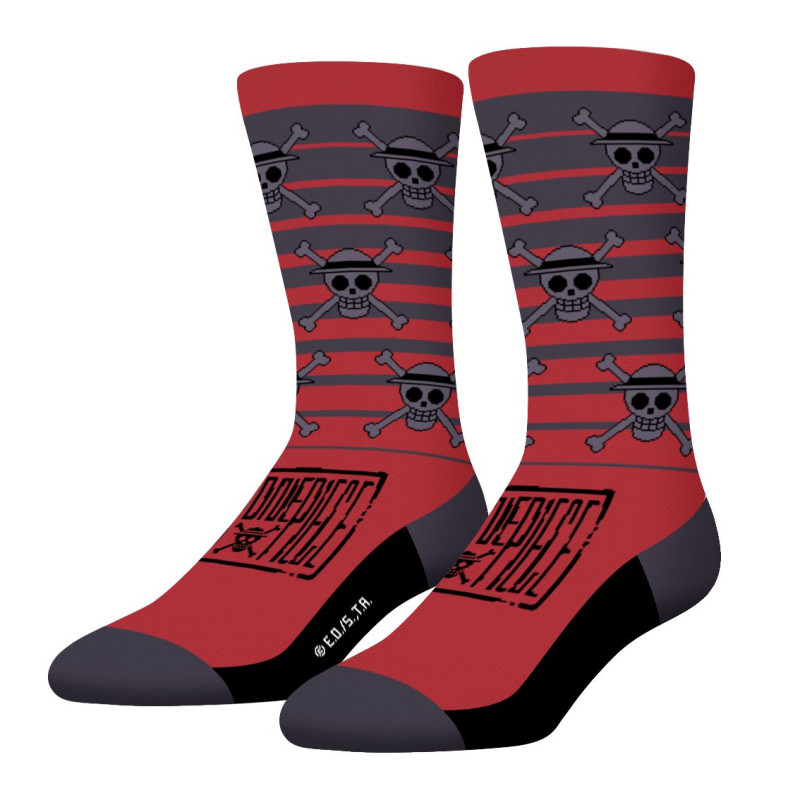 Lot de 4 Paires de Chaussettes homme Ville One Piece Luffy, Jolly Roger Imprimé - Freegun