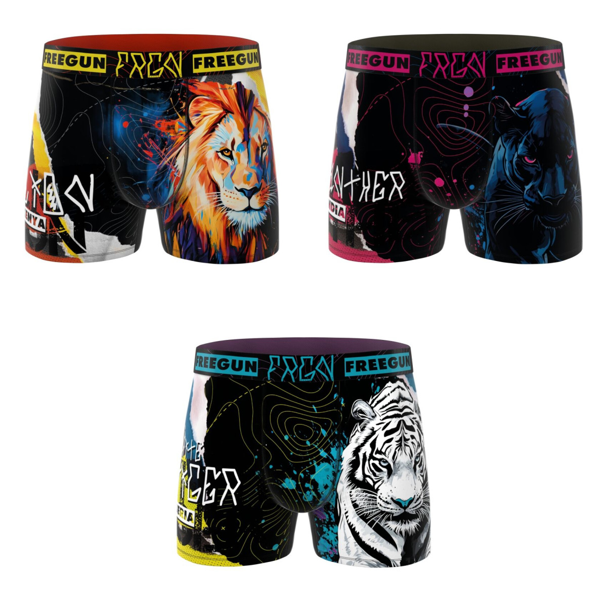 Lot de 3 boxers homme collection Pop Art Animals