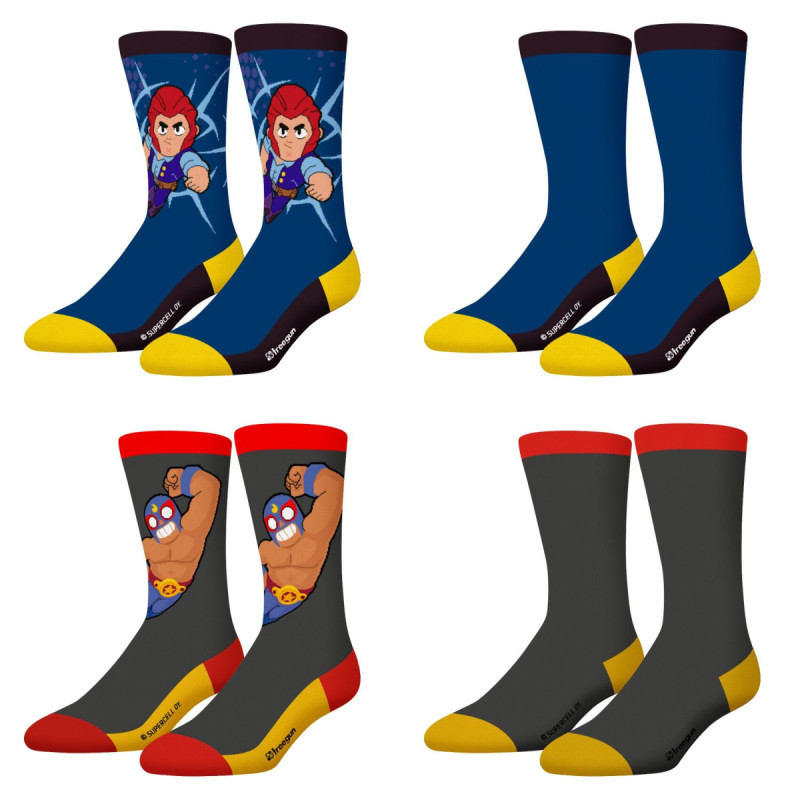 Lot de 4 Paires de Chaussettes garcon Imprimé Brawl Stars - Freegun - Photo 1