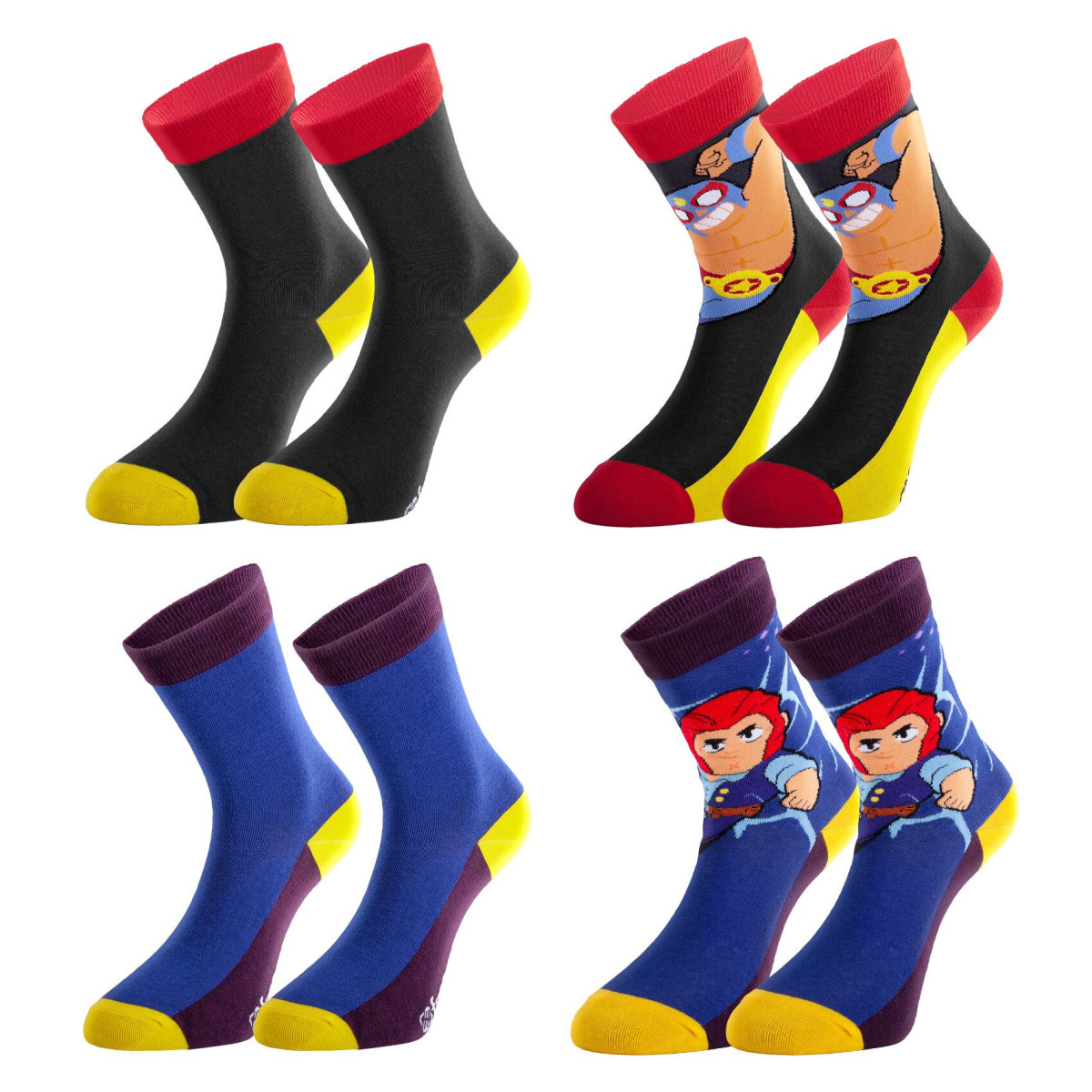 Lot de 4 Paires de Chaussettes garcon Imprimé Brawl Stars - Freegun - Photo 3