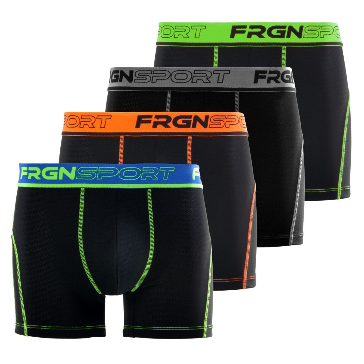 Lot de 4 Boxers Freegun homme Aktiv Noir et Fluo