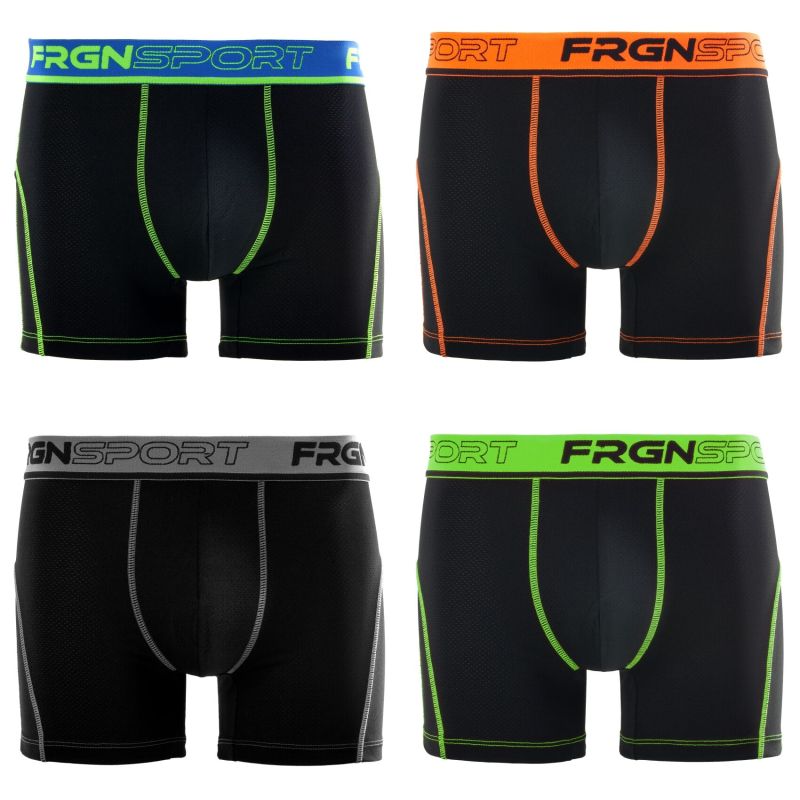 Lot de 4 Boxers Freegun homme Aktiv Noir et Fluo