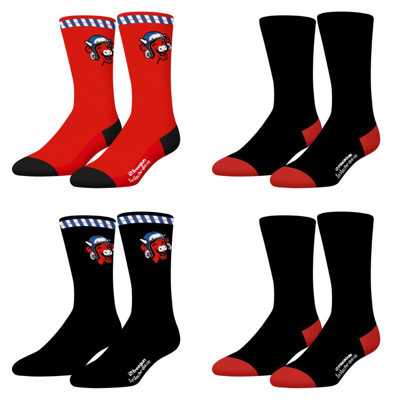 Lot de 4 Paires de Chaussettes homme Ville La Vache Qui Rit Imprimé - Freegun