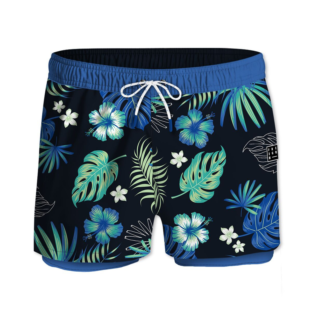 Short de bain avec moulant long dessous Fluo