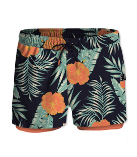 Short de bain avec moulant long dessous Hibiscus