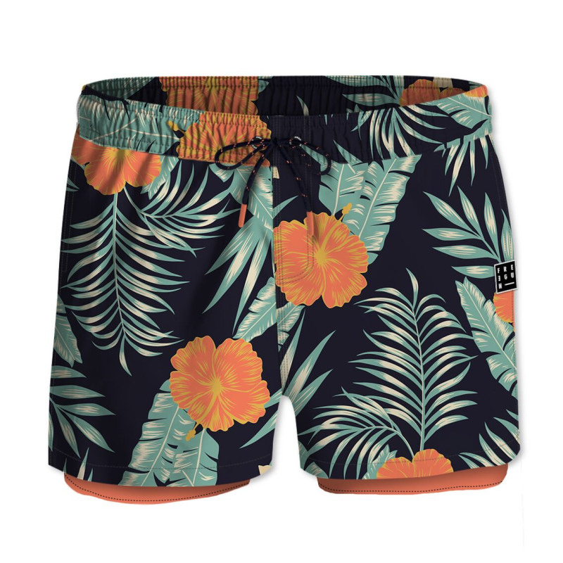 Short de bain homme Hibiscus Orange | Freegun