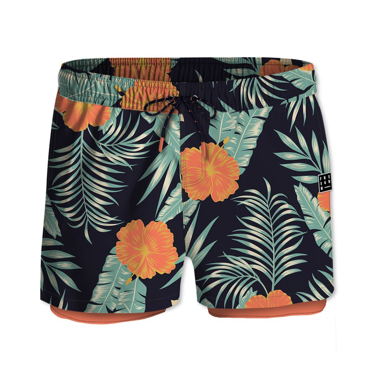 Short de bain avec moulant long dessous Hibiscus