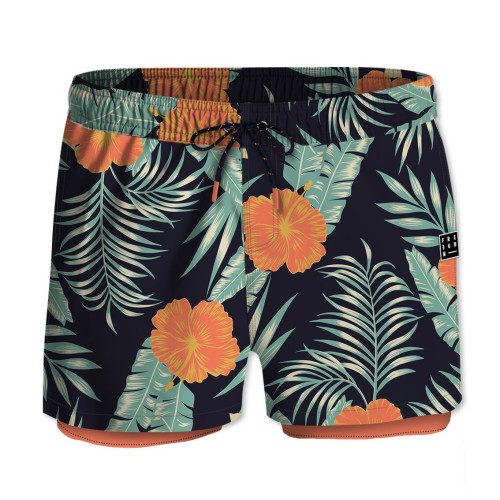 Short de bain avec moulant long dessous Hibiscus