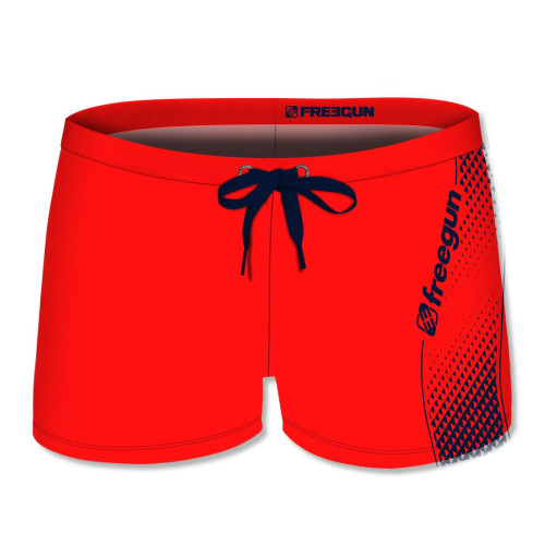 Boxer de bain enfant imprimé uni Red