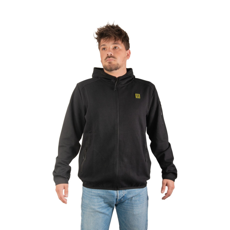 Sweat sport zippé à capuche homme en interlock et patch rubber Clyde