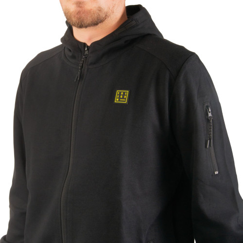 Sweat sport zippé à capuche homme en interlock et patch rubber Clyde