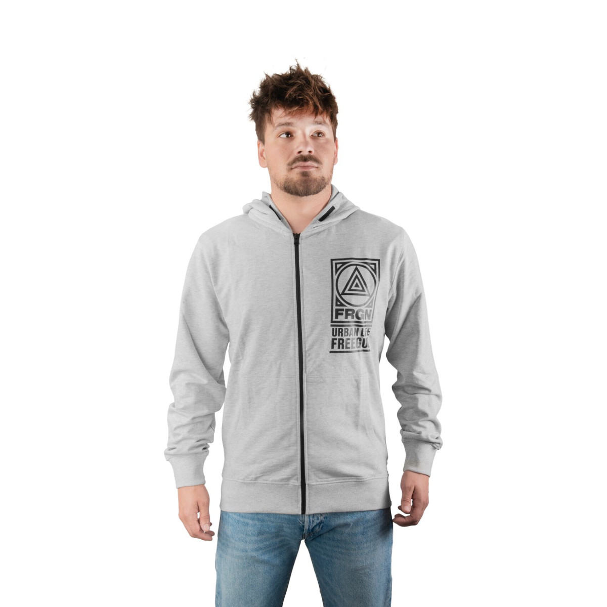 Sweat à capuche Zippé Gris | FREEGUN