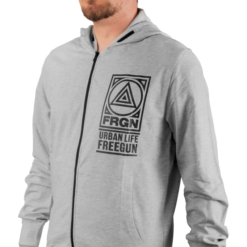 Sweat zippé à capuche homme en french terry imprimé poitrine Liam