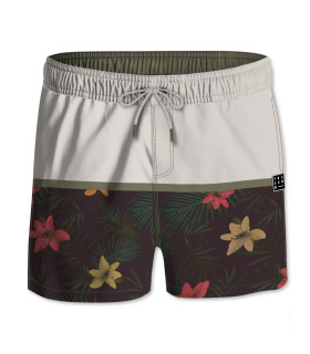 Short de bain court homme avec filet intérieur Palmiers | FREEGUN