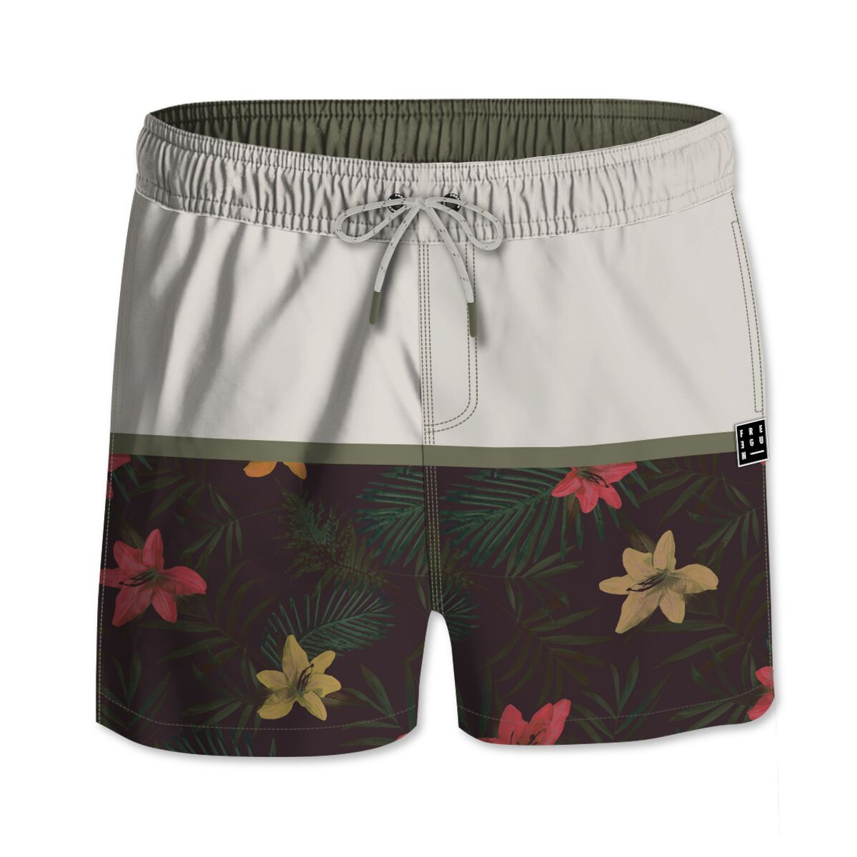 Short de bain court homme avec filet intérieur Palmiers