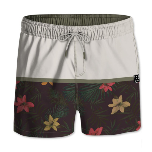 Short de bain court homme avec filet intérieur Palmiers | FREEGUN