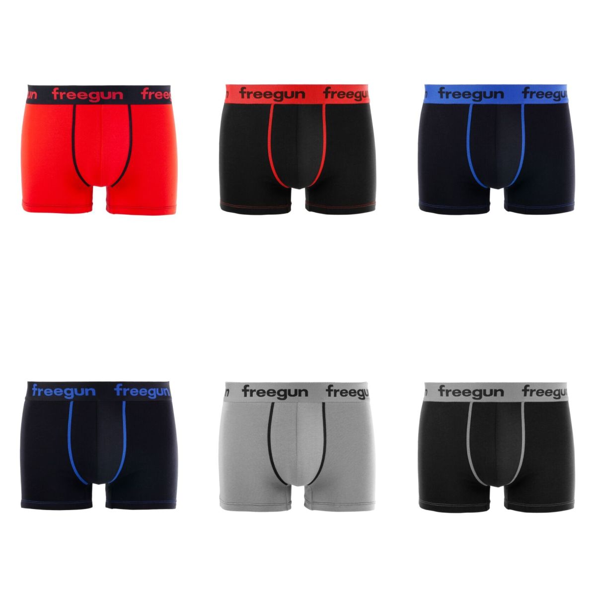 Lot de 6 boxers garçon en Coton Freegun