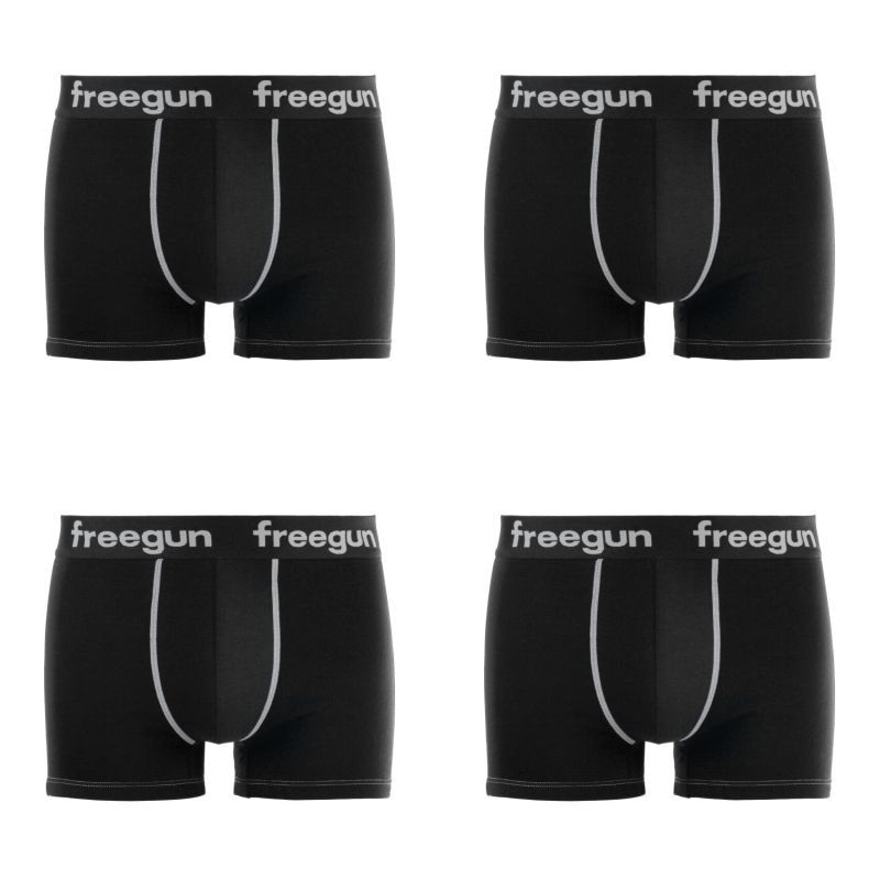 Lot de 4 Boxers Freegun homme coton Noir