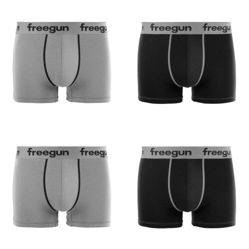 Lot de 4 Boxers Freegun homme coton Gris