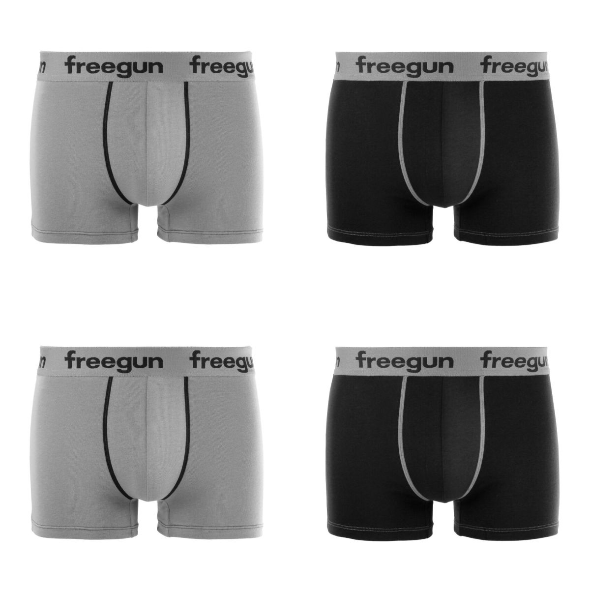 Lot de 4 Boxers Freegun homme coton Gris