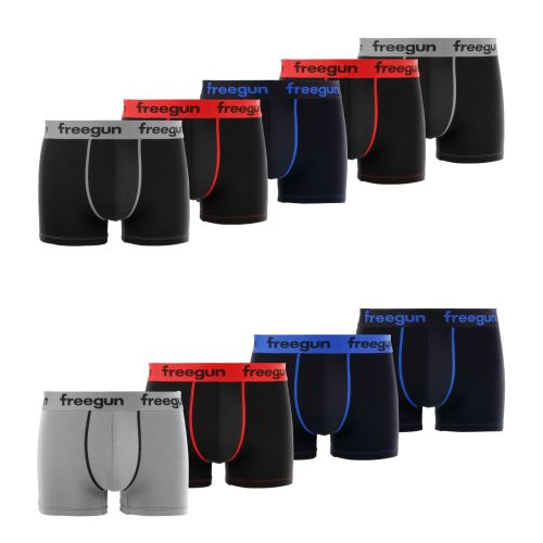 Lot de 9 Boxers Coton Stretch Garcon Uni | FREEGUN