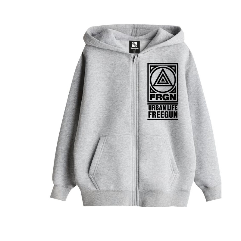 Sweat À capuche Zippé Gris LIAM | FREEGUN